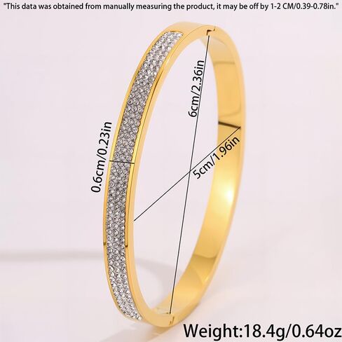 Gold Womens Link Bracelets Stainless Steel Pave Rhinestone Simulate Diamond Stackable Oval Hinged Bangle Bracelet in Saudi Arabia