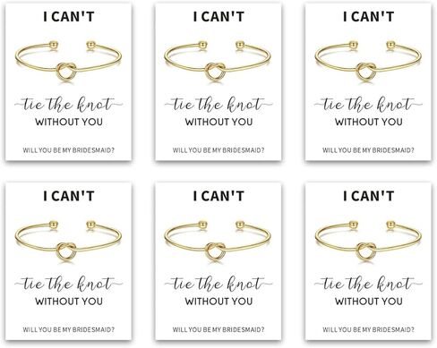 2/4/6PCS Bridesmaid Bracelet Gold Love Knot Bracelet for Women Tie the Knot Bracelets Bridesmaid Gifts with a Card I Can't Tie the Knots without You Will You Be My Bridesmaids in Saudi Arabia