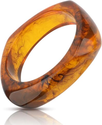Resin Bangle, Square Acrylic Resin Bangle Acrylic Bracelet Amber Color Bracelet for Women Geometric Wristband Irregular for Women Jewelry Gift in Saudi Arabia