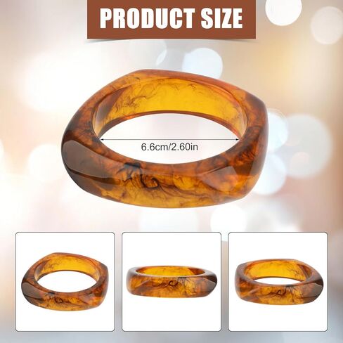Resin Bangle, Square Acrylic Resin Bangle Acrylic Bracelet Amber Color Bracelet for Women Geometric Wristband Irregular for Women Jewelry Gift in Saudi Arabia
