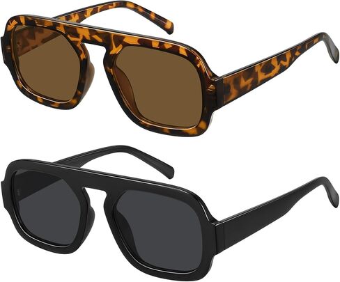 نظارة شمسية WOWSUN Retro Aviator للنساء في السبعينيات مربعة الشكل وظلال عصرية in Kuwait