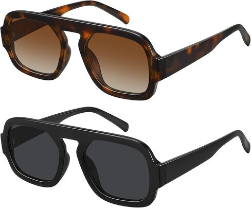 نظارة شمسية WOWSUN Retro Aviator للنساء في السبعينيات مربعة الشكل وظلال عصرية in Kuwait