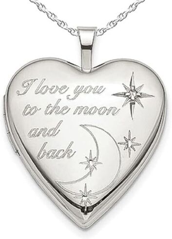 PicturesOnGold.com Sterling Silver To The Moon And Back Heart Photo Locket in Saudi Arabia