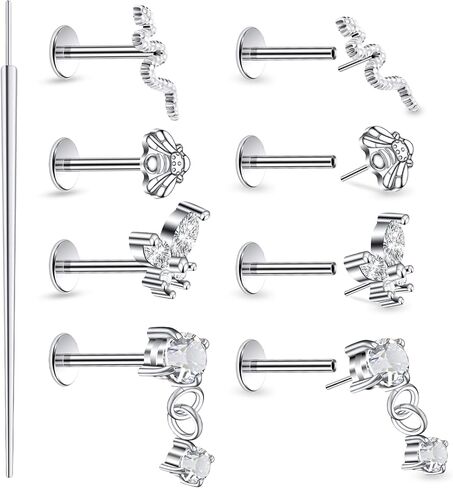 Lsnevsie 14K Gold Filled 20G 18G 16G Threadless Flat Back Earrings Studs Surgical Stainless Steel Push In Nose Rings Studs Tragus Forward Helix Conch Cartilage Earrings Piercing Jewelry For Women Men in Saudi Arabia