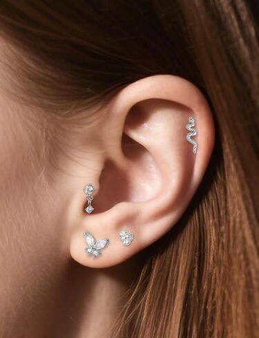 Lsnevsie 14K Gold Filled 20G 18G 16G Threadless Flat Back Earrings Studs Surgical Stainless Steel Push In Nose Rings Studs Tragus Forward Helix Conch Cartilage Earrings Piercing Jewelry For Women Men in Saudi Arabia
