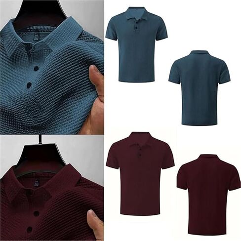 قمصان Wearbreeze للرجال، قمصان بولو بياقة قصيرة الأكمام قابلة للتمدد كاجوال وجافة للرجال، منتعشة وحريرية in Kuwait
