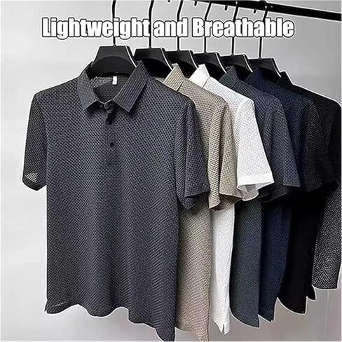 قمصان Wearbreeze للرجال، قمصان بولو بياقة قصيرة الأكمام قابلة للتمدد كاجوال وجافة للرجال، منتعشة وحريرية in Kuwait