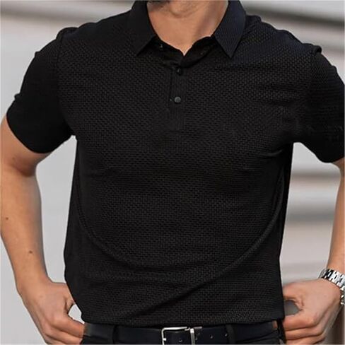 قمصان Wearbreeze للرجال، قمصان بولو بياقة قصيرة الأكمام قابلة للتمدد كاجوال وجافة للرجال، منتعشة وحريرية in Kuwait