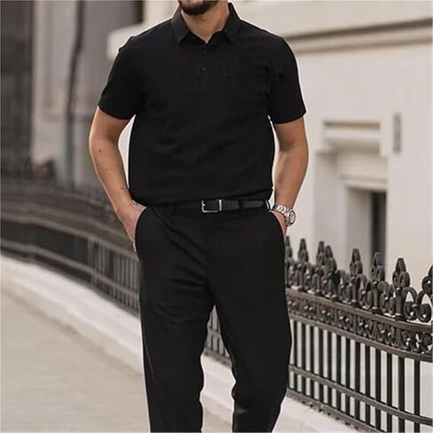 قمصان Wearbreeze للرجال، قمصان بولو بياقة قصيرة الأكمام قابلة للتمدد كاجوال وجافة للرجال، منتعشة وحريرية in Kuwait