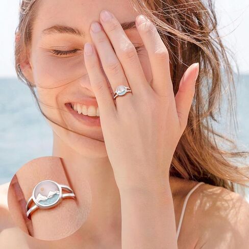 DAOCHONG Mustard Seed Ring Sterling Silver Mountains Ring Turquoise Christian Jewelry for Women Mustard Seed Inspirational Religious Jewelry in Saudi Arabia
