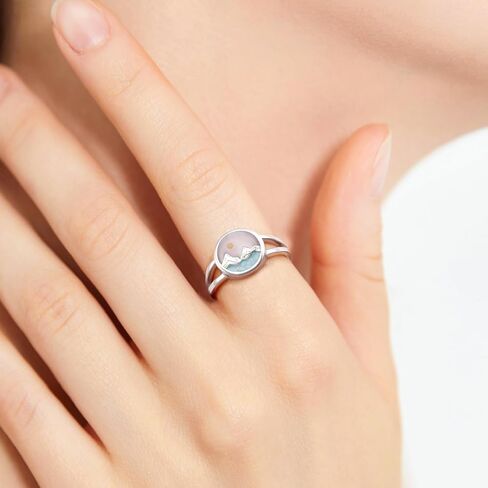 DAOCHONG Mustard Seed Ring Sterling Silver Mountains Ring Turquoise Christian Jewelry for Women Mustard Seed Inspirational Religious Jewelry in Saudi Arabia