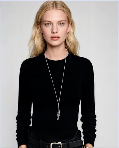 FLACKIT Water Droplet Necklace for Women | Long Pendant Sweater Necklace with Smoky Gray Crystal, Adjustable Y-Shape Chain (14-36 Inch) in Saudi Arabia