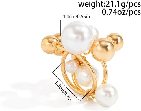Douxsu Dainty Gold Beads Beaded Pearl Cluster Ring for Women Exquisite Unique Two-Tone White Pearls Knuckles Rings Y2k Party Prom Valentine Jewelry Gifts in Saudi Arabia