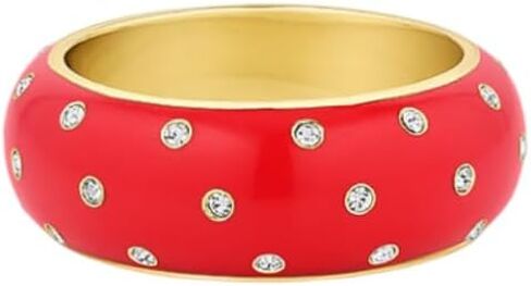 gorjana - Noel Shimmer Ring Red - Size 6, 7 and 8-18K Gold Plating - Sophisticated Pop of Color - Daily Wear - Modern Band Design - Stackable or Solo Wear in Saudi Arabia