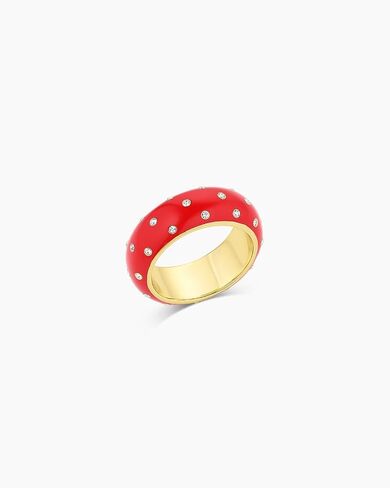 gorjana - Noel Shimmer Ring Red - Size 6, 7 and 8-18K Gold Plating - Sophisticated Pop of Color - Daily Wear - Modern Band Design - Stackable or Solo Wear in Saudi Arabia
