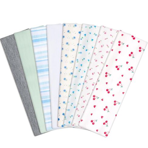 obeoby Floral Headbands for Women, Stripe Cherry Hairbands for Teen Girls Valentines Gifts Non Slip Cotton Fashion Hair Bands in Saudi Arabia