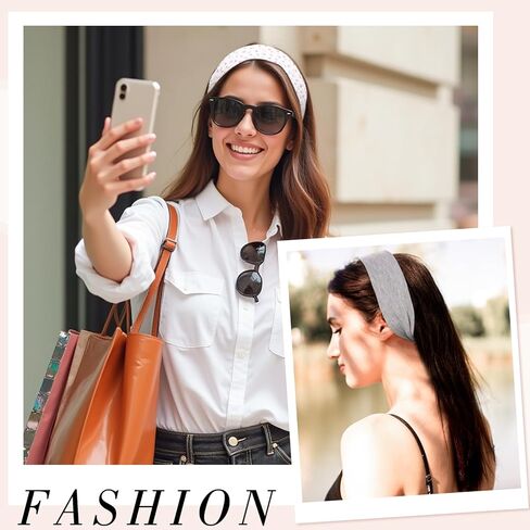 obeoby Floral Headbands for Women, Stripe Cherry Hairbands for Teen Girls Valentines Gifts Non Slip Cotton Fashion Hair Bands in Saudi Arabia