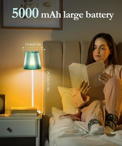 2Pack Cordless Table Lamp ، 5200mAh IP54 مصباح مكتب بطارية مقاوم للماء ، 3 ألوان بدون خطوة ، مصباح تديره البطارية للمطبخ/السرير/الخارجي/المطعم (Grass Green) in Kuwait