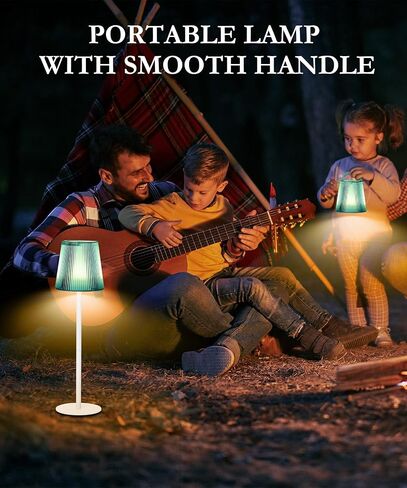 2Pack Cordless Table Lamp ، 5200mAh IP54 مصباح مكتب بطارية مقاوم للماء ، 3 ألوان بدون خطوة ، مصباح تديره البطارية للمطبخ/السرير/الخارجي/المطعم (Grass Green) in Kuwait