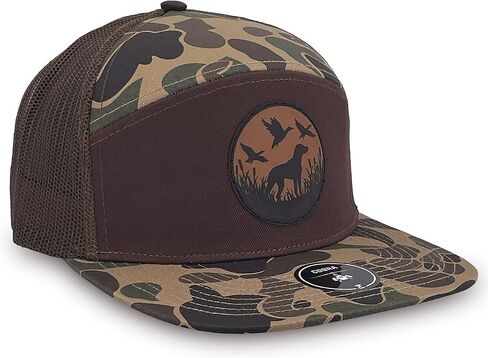 ZAPPED HEADWEAR Duck Hunting Hat - Engraved Duck & Dog Leather Patch Trucker Cap - Gift for Hunters & Outdoorsmen in Saudi Arabia