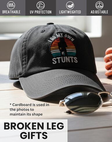 InnoBeta Broken Leg Gifts Cap for Kids Men Women - Adjustable Vintage Washed Cotton Embroidered Hat - Gift for Get Well Soon Black in Saudi Arabia