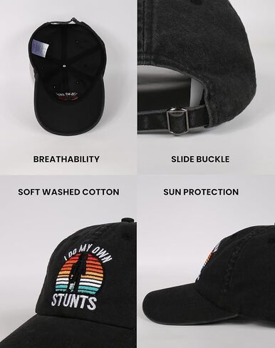 InnoBeta Broken Leg Gifts Cap for Kids Men Women - Adjustable Vintage Washed Cotton Embroidered Hat - Gift for Get Well Soon Black in Saudi Arabia