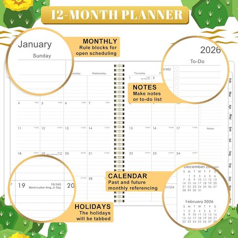 2024 Planner – Planner 2024 from January 2024 to December 2024, 8.5" x 6.4", 2024 Planner Weekly and Monthly with Tabs, Flexible Hardcover, Strong Twin - Wire Binding, Inner Pocket, Elastic Closure in Saudi Arabia
