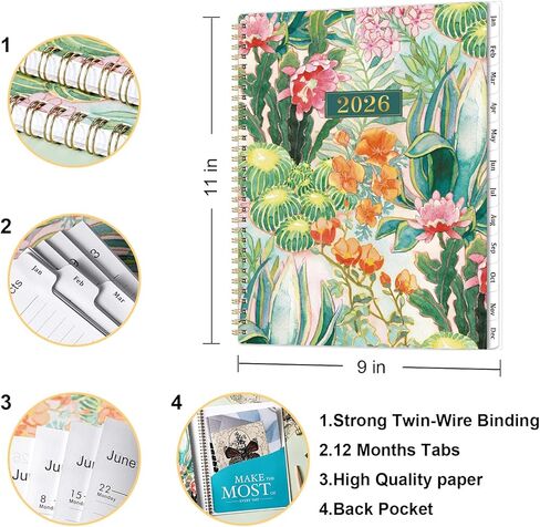 2024 Planner – Planner 2024 from January 2024 to December 2024, 8.5" x 6.4", 2024 Planner Weekly and Monthly with Tabs, Flexible Hardcover, Strong Twin - Wire Binding, Inner Pocket, Elastic Closure in Saudi Arabia