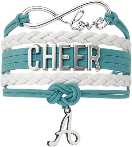Personalized Cheer Infinity Charm Bracelet with Letter Charm, Custom Cheerleading Jewelry - Gift For Cheerleaders & Cheer Teams in Saudi Arabia