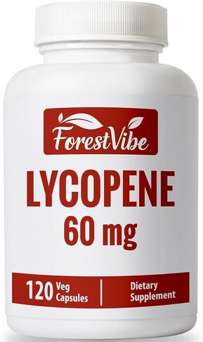 مكمل الليكوبين من ForestVibe للرجال 60 ملجم، مركب كاروتينويد طبيعي من مسحوق مستخلص الطماطم، 120 كبسولة نباتية، كمية تكفي لمدة 4 أشهر، مادة غير معدلة وراثيًا والليكوبين خالي من الغلوتين للرجال والنساء in Kuwait