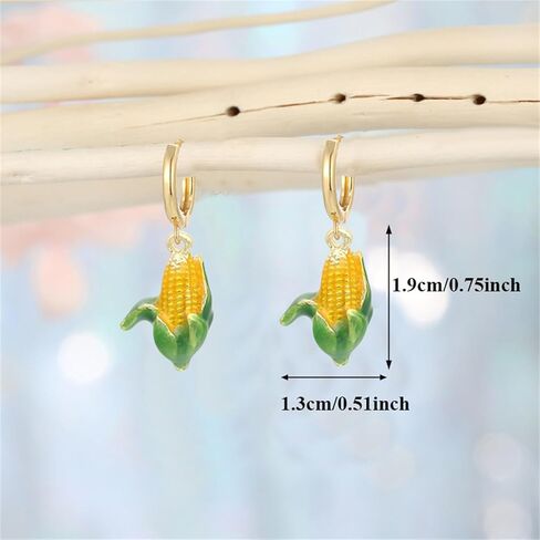 Dreuyet Corn Earrings Necklace Set for Women Thanksgiving 3D Yellow Corn Huggie Hoop Earrings and Necklace Cute Thanksgiving Halloween Holiday Jewelry ﻿ in Saudi Arabia