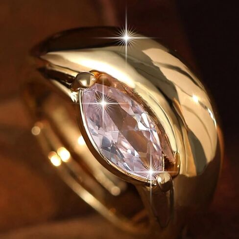 Marquise Ring Chunky Rings Cubic Zirconia Boho Gold Statement Adjustable Fashion Rings Summer Accessories Beach Jewelry for Women Anniversary Birthday Gifts in Saudi Arabia