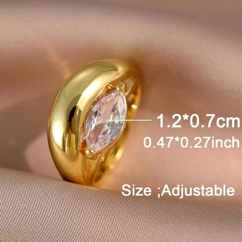 Marquise Ring Chunky Rings Cubic Zirconia Boho Gold Statement Adjustable Fashion Rings Summer Accessories Beach Jewelry for Women Anniversary Birthday Gifts in Saudi Arabia