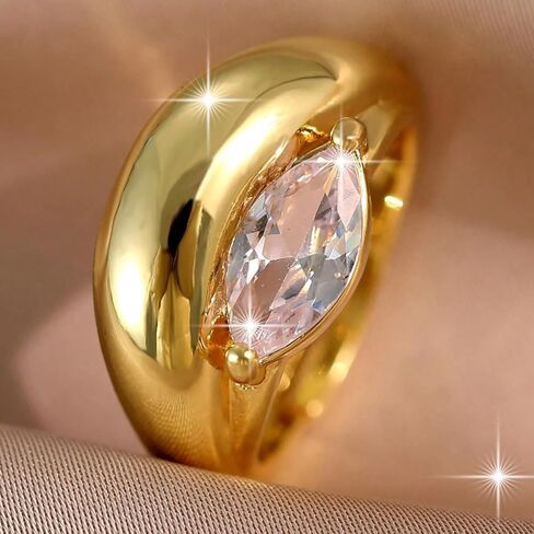 Marquise Ring Chunky Rings Cubic Zirconia Boho Gold Statement Adjustable Fashion Rings Summer Accessories Beach Jewelry for Women Anniversary Birthday Gifts in Saudi Arabia
