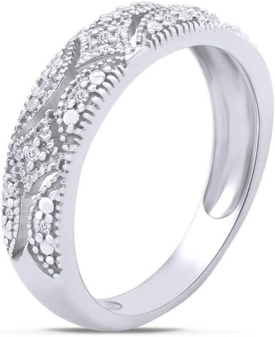 Wedding Band Rings for Women 1/20 Ctw Round Cut Lab Created Moissanite Stackable Ring in 14K White Gold Plated 925 Sterling Silver Jewelry Gift for Her VVS1 Clarity (0.05 Ctw) Size-8 in Saudi Arabia
