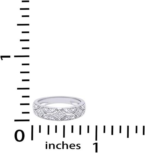 Wedding Band Rings for Women 1/20 Ctw Round Cut Lab Created Moissanite Stackable Ring in 14K White Gold Plated 925 Sterling Silver Jewelry Gift for Her VVS1 Clarity (0.05 Ctw) Size-8 in Saudi Arabia