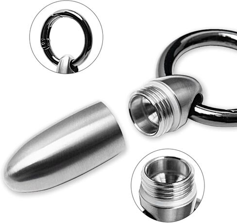 TONYFY Mini Titanium Pill Holder Keychain, Waterproof EDC Pill Container Organizer for Travel, Pocket, Purse - Silver Bullet-Shaped Metal Medicine Case for Medicine & Vitamins - A 1PC in Saudi Arabia