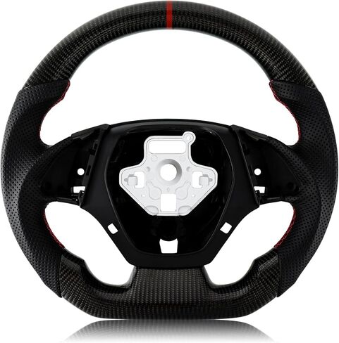 Hydro Dip Carbon Fiber Steering Wheel for Camaro LT/LS/SS/ZL1 D-shaped Flat-bottom Preforated Leather Grip Hand-Stitched Steering Wheel for Corvette Camaro 2016-2020 in Saudi Arabia