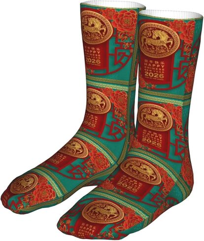 ertquji Year of The Horse Happy Chinese New Year 2026 Sock Womens Short Stockings Casual Sport Crew Socks 16 inch in Saudi Arabia