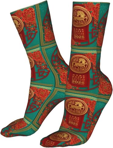 ertquji Year of The Horse Happy Chinese New Year 2026 Sock Womens Short Stockings Casual Sport Crew Socks 16 inch in Saudi Arabia