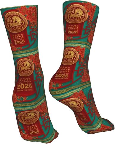 ertquji Year of The Horse Happy Chinese New Year 2026 Sock Womens Short Stockings Casual Sport Crew Socks 16 inch in Saudi Arabia
