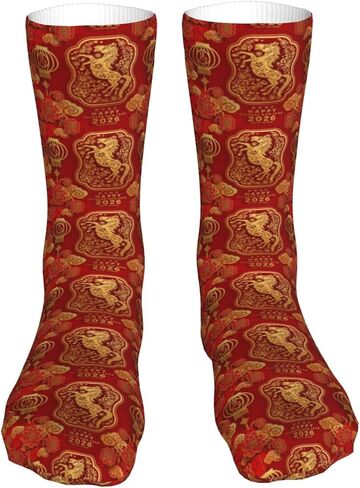 ertquji Year of The Horse Happy Chinese New Year 2026 Sock Womens Short Stockings Casual Sport Crew Socks 16 inch in Saudi Arabia