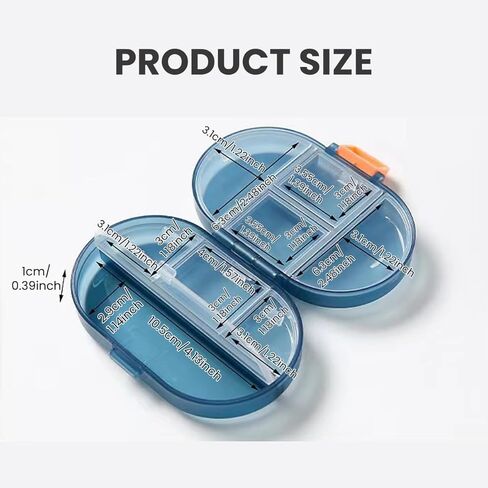 1PC 8-Compartment Weekly Pill Organizer, Portable Travel Pill Box - Leak Proof Mini Medicine Case for Pills/Vitamins/Supplements, Yellow in Saudi Arabia