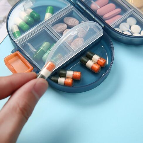 1PC 8-Compartment Weekly Pill Organizer, Portable Travel Pill Box - Leak Proof Mini Medicine Case for Pills/Vitamins/Supplements, Yellow in Saudi Arabia