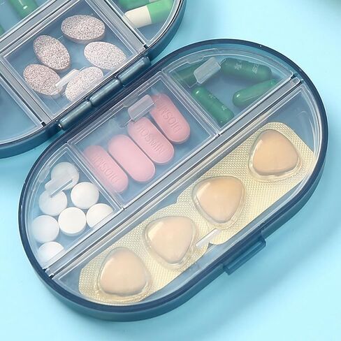 1PC 8-Compartment Weekly Pill Organizer, Portable Travel Pill Box - Leak Proof Mini Medicine Case for Pills/Vitamins/Supplements, Yellow in Saudi Arabia