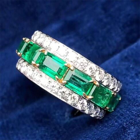 3-Row Cubic Zirconia Ring for Women Engagement Jewelry in Saudi Arabia