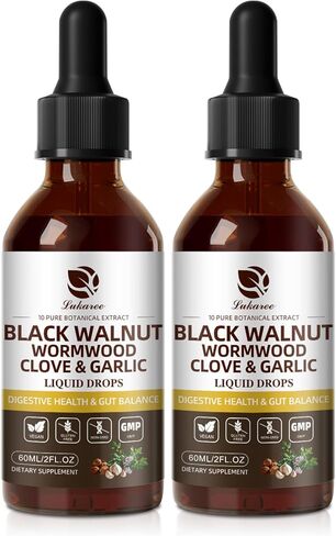صبغة Wormwood Walnut Black-تطهير الأمعاء السريعة والصحة الهضمية مع الثوم والبربريين ، 10: 1 توصيل الجسيمات الشحمية (98 ٪ امتصاص) ، صديق للأمعاء خالية من الكحول in Saudi Arabia