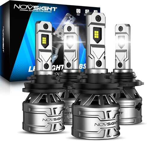 NOVSIGHT H4/HB2/9003 LED Bulbs Upgraded, 400% Brightness H4 LED Bulbs 6500K Cool White, Plug And Play With Fan, HB2/9003 Fog Light bulbs Replacement, Pack of 2 in Kuwait