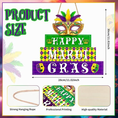 blulu ماردي غرا علامة الباب سعيد ماردي غرا زخارف الجدار اكاليل الزهور للباب الأمامي نيو أورليانز شارع خشبي شنقا الديكور لحفلة تنكرية كرنفال في الهواء الطلق مزرعة الشرفة ديكور in Kuwait