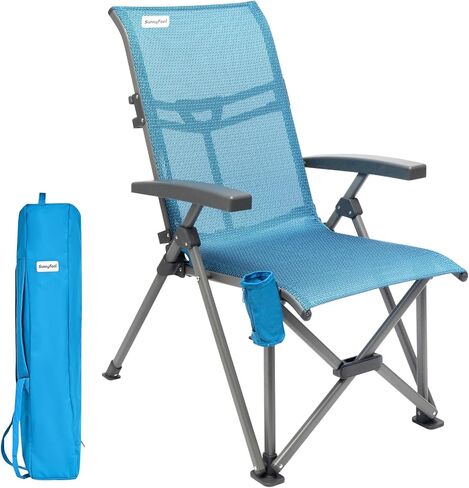 SUNNYFEEL Ergonomic High-Back Camping Chair - 1 Second Folding Chair with 500lbs Capacity, Breathable Back Support for Outdoor, Lawn, Hiking, Fishing (Grey) in Kuwait